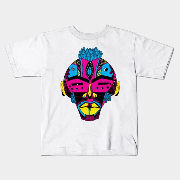CMYK African Mask 4 Kids T-Shirt by kenallouis